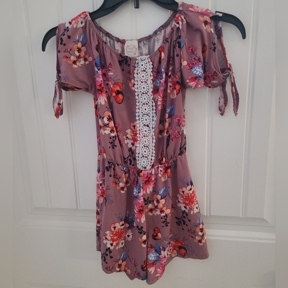 Floral Shorts Romper with Lace Detail